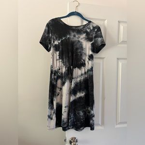 Black and Gray Tie Dye Dress